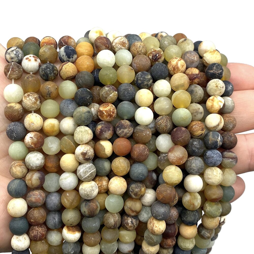 7305 ABCGEMS Velvet-Matte-Finished Russian Flower Jade Beads Enhance The